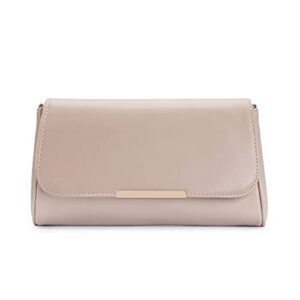 ixebella fancy clutch bag for women evening party purse small soft pu leather clutch (nude)