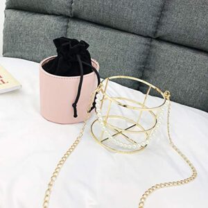 Women Evening Bags Black Clutch Purse Pearl Top-Handle Metal Bucket Party Bag Chic Purses Wedding Handbags