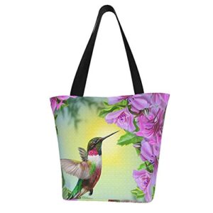 antcreptson Hummingbird Bird Pink Flower Shoulder Tote Bag Purse Top Handle Satchel Handbag for Women Work School Travel Business Shopping Casual