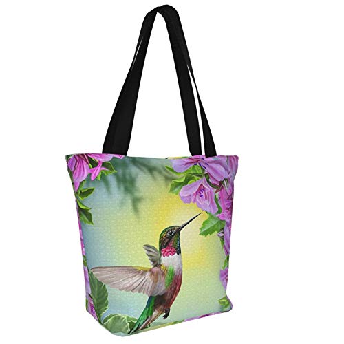 antcreptson Hummingbird Bird Pink Flower Shoulder Tote Bag Purse Top Handle Satchel Handbag for Women Work School Travel Business Shopping Casual