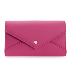 ixebella classic pu clutch purse for women dressy party clutch for cocktail/prom/wedding (hot pink)