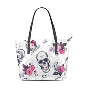 skulls and flower handbags shoulder bags leather crossbody handbag for women tote satchel