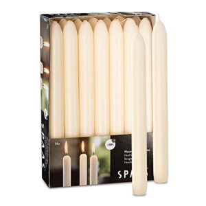 spaas ivory tapered candles pack of 14 – 9 inch tall for candlesticks, unscented premium wax – 8 hour long burning for home decoration, wedding, holiday and parties
