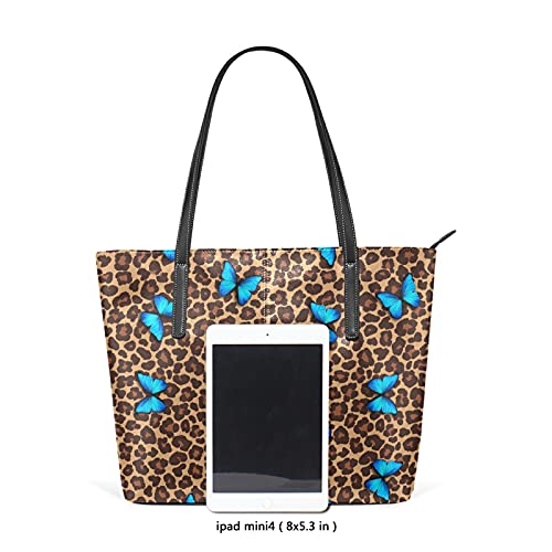 Butterfly On Leopard Spot {5} Handbags Shoulder Bags Leather Crossbody Handbag for Women Tote Satchel