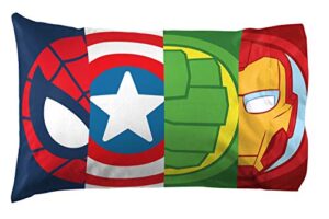 marvel super hero adventures double team 1 pack pillowcase – double-sided kids super soft bedding – features the avengers (official marvel product)