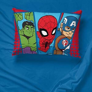 Marvel Super Hero Adventures Double Team 1 Pack Pillowcase - Double-Sided Kids Super Soft Bedding - Features The Avengers (Official Marvel Product)