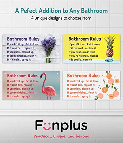 Fun-Plus Lavender Bathroom Decor, 12″x6″ PVC Plastic Wall Decoration Hanging Sign, High Precision Printing, Water and Humidity Proof, Bathroom Rules, Purple Bathroom Accessories, Lavender