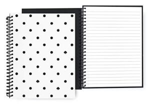 kate spade new york black/white mini spiral notebook, 8.25″ x 6.75″ journal notebook with 112 lined pages, black spade dot