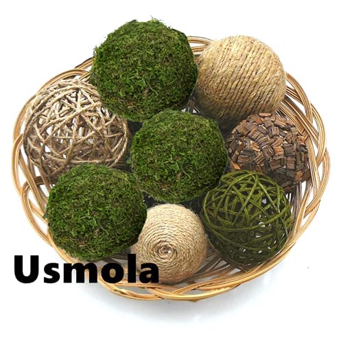 Usmola Moss Balls, Decorative Balls for Centerpiece Bowls Vase Filler, Home Party Decor (3.5 inches - Set of 6-), Large