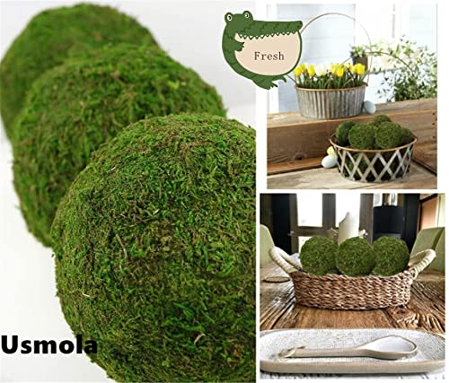 Usmola Moss Balls, Decorative Balls for Centerpiece Bowls Vase Filler, Home Party Decor (3.5 inches - Set of 6-), Large