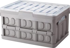 collapsible and foldable plastic storage bins containers. stackable organizer storage box and utility crates for your home and vehicle (s, w/ lid)