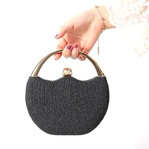 dbmgb banquet clutch bag, prom party wedding purse, sparkly crystal handbag, with mobile phone pocket, for women ladies,black