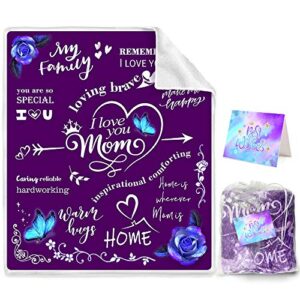 Gifts for Mom, Mom Gifts from Daughter Son, Valentines Day Gifts for Mom, Blanket for Women Mom Presents, Birthday, Valentines Day, Mother Day, Soft Blanket 50x 60 Purple