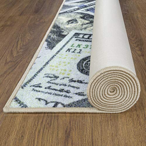 Sweethome Stores $100 Dollar Bill Area Rug, 5 x 7, Multicolor