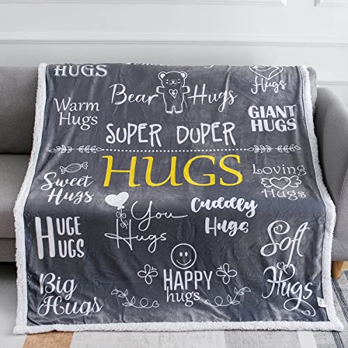 Piwaka Hug Blanket Gifts for Loved One - Cosy Sherpa Fleece Blanket in Grey | Machine Washable Plush Blankets - Heartwarming Gifts | Sentimental Gifts | Get Well Soon Gifts for Women | Get Well Gifts