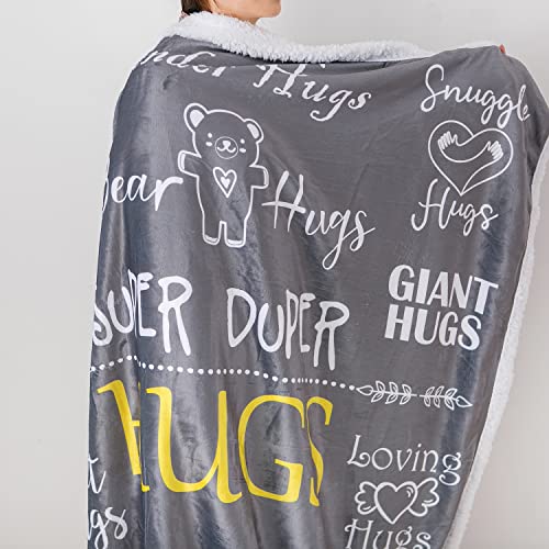 Piwaka Hug Blanket Gifts for Loved One - Cosy Sherpa Fleece Blanket in Grey | Machine Washable Plush Blankets - Heartwarming Gifts | Sentimental Gifts | Get Well Soon Gifts for Women | Get Well Gifts