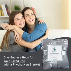 Piwaka Hug Blanket Gifts for Loved One - Cosy Sherpa Fleece Blanket in Grey | Machine Washable Plush Blankets - Heartwarming Gifts | Sentimental Gifts | Get Well Soon Gifts for Women | Get Well Gifts