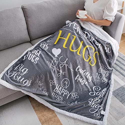 Piwaka Hug Blanket Gifts for Loved One - Cosy Sherpa Fleece Blanket in Grey | Machine Washable Plush Blankets - Heartwarming Gifts | Sentimental Gifts | Get Well Soon Gifts for Women | Get Well Gifts