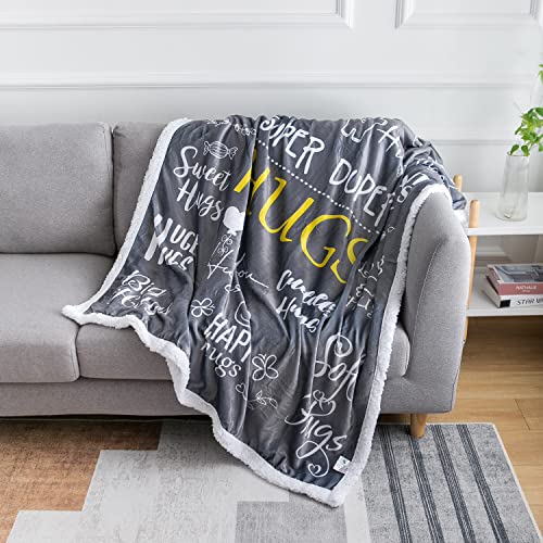 Piwaka Hug Blanket Gifts for Loved One - Cosy Sherpa Fleece Blanket in Grey | Machine Washable Plush Blankets - Heartwarming Gifts | Sentimental Gifts | Get Well Soon Gifts for Women | Get Well Gifts