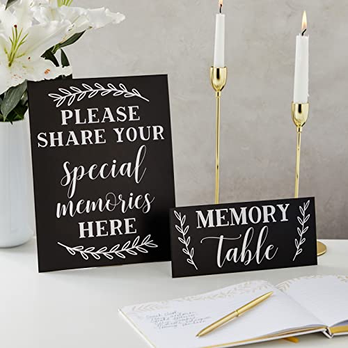 Set of 2 Memory Signs for Funerals, Memorial Services, Celebration of Life Decorations (2 Sizes)