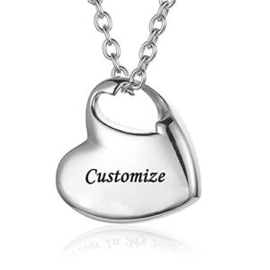 gisunye cremation urn necklace for ashes urn jewelry,forever in my heart carved locket stainless steel keepsake waterproof memorial pendant for mom & dad with filling kit… (customize)