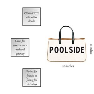 Santa Barbara Design Studio Tote Bag Hold Everything Collection Black and White 100% Cotton Canvas with Genuine Leather Handles, Large, Poolside