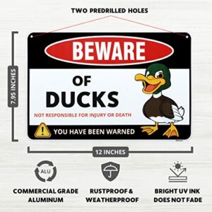 Venicor Duck Sign Decor - 8 x 12 Inches - Aluminum - Duck Gifts for Duck Lovers - Duck Crossing Decorations for Home Poster Things Pet Accessories Stuff