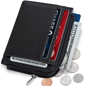 SERMAN BRANDS Small Wallets for Women. Slim Wallet for Women with Coin Purse and Credit Card Holder. RFID Wallet Women Vegan Leather Wallet (Midnight Mini)