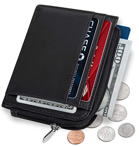 SERMAN BRANDS Small Wallets for Women. Slim Wallet for Women with Coin Purse and Credit Card Holder. RFID Wallet Women Vegan Leather Wallet (Midnight Mini)