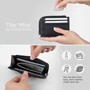 SERMAN BRANDS Small Wallets for Women. Slim Wallet for Women with Coin Purse and Credit Card Holder. RFID Wallet Women Vegan Leather Wallet (Midnight Mini)