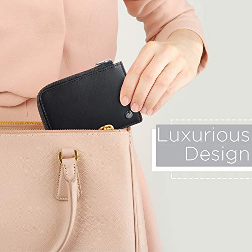 SERMAN BRANDS Small Wallets for Women. Slim Wallet for Women with Coin Purse and Credit Card Holder. RFID Wallet Women Vegan Leather Wallet (Midnight Mini)