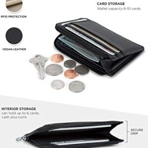 SERMAN BRANDS Small Wallets for Women. Slim Wallet for Women with Coin Purse and Credit Card Holder. RFID Wallet Women Vegan Leather Wallet (Midnight Mini)