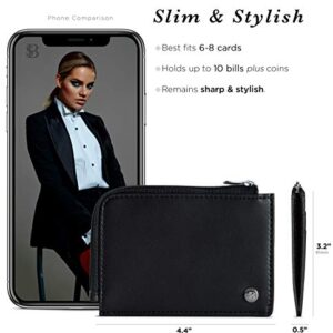 SERMAN BRANDS Small Wallets for Women. Slim Wallet for Women with Coin Purse and Credit Card Holder. RFID Wallet Women Vegan Leather Wallet (Midnight Mini)