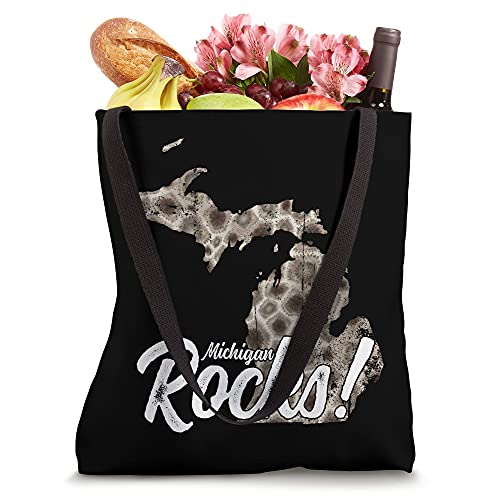 Great Lakes Shaped Men Women Petoskey Stone Michigan Rocks Tote Bag