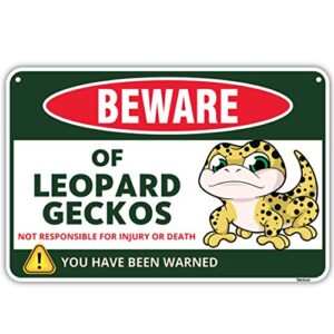 venicor leopard gecko sign decor – 8 x 12 inches – aluminum – leopard gecko tank accessories supplies toy gift