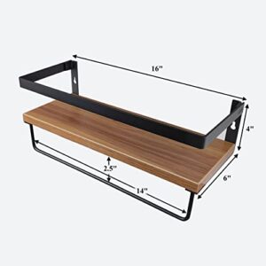 Floating Shelves for Bathroom Floating Shelves with Rails Decorative Storage Shelves with Towel Bar Matte Modern Black Metal Floating Shelves Wall Mounted Shelves for Kitchen, Bathroom, and Bedroom