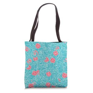 pioneer country farm for woman turquoise and roses tote bag