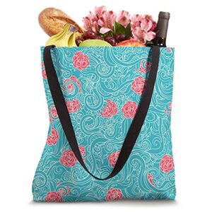 Pioneer Country Farm For Woman Turquoise and Roses Tote Bag