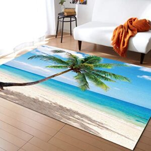 fantasy staring area rugs for living room & bedroom, palm trees tropical summer season non-slip modern carpet children playroom soft carpet floor mat home decor 2′ x 3′