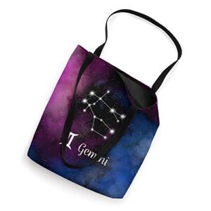 Gemini Astrology Symbol and Constellation with Nebula Tote Bag