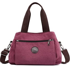 poopy purse handbag for women canvas tote bag casual shoulder bag school bag (purple)