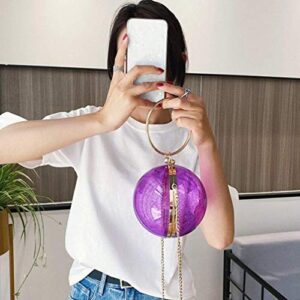 VALICLUD Evening Ball Bag Ring Handle Purse Clutch Clear Acrylic Box Shoulder Bags Handbag For Party Prom Concerts Purple