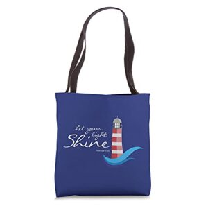 Let your light shine - Matthew 5:16 - Christian Lighthouse Tote Bag