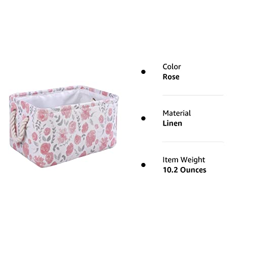 MAIZMZ Rectangular Storage Basket Collapsible Organizer Bin Thick Toy Box for Organizing Home/Dorm/Kitchen/Pet/Office/Closet/Shelf/Gift Baskets(rose)