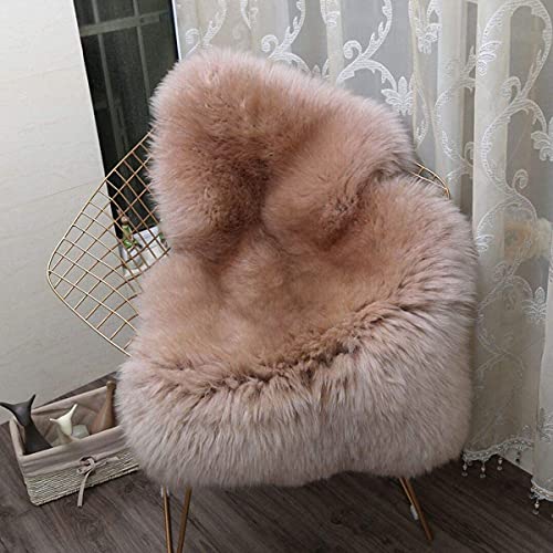 OKAYDA Premium Sheepskin Rug Genuine Natural New Zealand Lambskin Area Rug Fluffy and Soft Throw Rug Luxury Decor for Bedroom Living Room Sofa Floor (Bean Color)