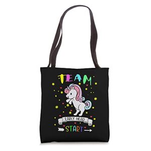 cute unicorn team early head start back to school gifts tote bag