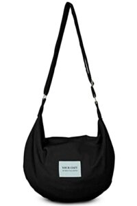 your cozy women’s sling crossbody bags large shoulder shopping hobo bag handbag top zip bags handmade messenger bag (black)