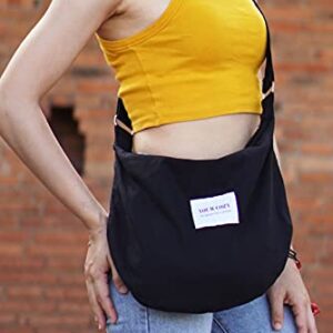 Your Cozy Women's Sling Crossbody Bags Large Shoulder Shopping Hobo Bag Handbag Top Zip Bags Handmade Messenger Bag (Black)