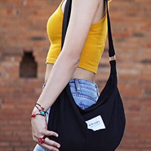 Your Cozy Women's Sling Crossbody Bags Large Shoulder Shopping Hobo Bag Handbag Top Zip Bags Handmade Messenger Bag (Black)