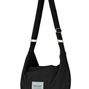 Your Cozy Women's Sling Crossbody Bags Large Shoulder Shopping Hobo Bag Handbag Top Zip Bags Handmade Messenger Bag (Black)